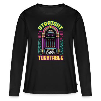 Plateau tournant Jukebox Collectible Straight Outta - T-shirt manches longues Premium bio Femme - noir - Devant - Julia (174cm)