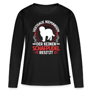 Schafpudel Ich besitze einen Hütepudel - Frauen Premium Bio Langarmshirt - Schwarz - Vorne - Julia (174cm)