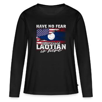 Laos Have No Feat The Half Loatian Is Here - Frauen Premium Bio Langarmshirt - Schwarz - Vorne - Julia (174cm)