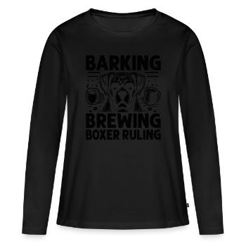 Aboyement Brassage Boxer Régner Amateur de café Chien - T-shirt manches longues Premium bio Femme - noir - Devant - Julia (174cm)