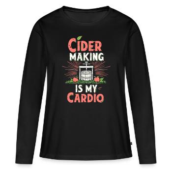 La fabrication du cidre est mon cidre cardio drôle - T-shirt manches longues Premium bio Femme - noir - Devant - Julia (174cm)