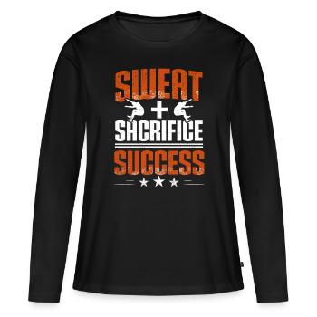Saut en longueur, Saut en longueur, Sweat, Sacrifice, Succès - T-shirt manches longues Premium bio Femme - noir - Devant - Julia (174cm)