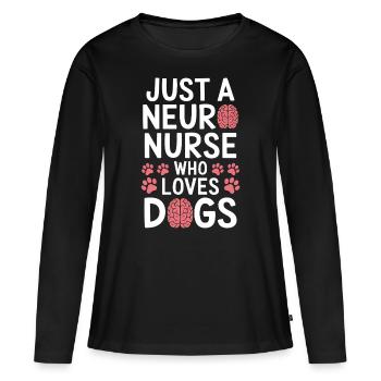 Neuro infirmière chien soignant neurologie cadeau - T-shirt manches longues Premium bio Femme - noir - Devant - Julia (174cm)