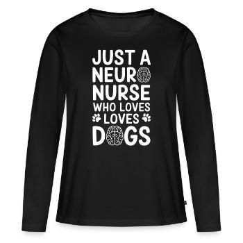 Neuro infirmière chien soignant neurologie cadeau - T-shirt manches longues Premium bio Femme - noir - Devant - Julia (174cm)