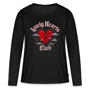 Lonely Hearts Club – Conception du cœur brisé - T-shirt manches longues Premium bio Femme - noir - Devant - Julia (174cm)