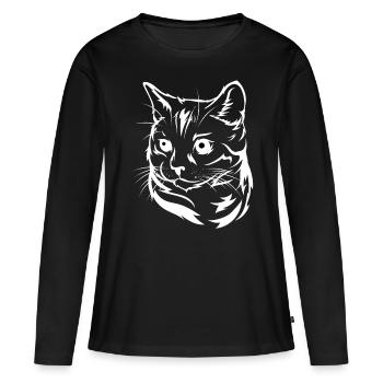 Hypnotische Katze – Lustiges Cartoon Cat Design - Frauen Premium Bio Langarmshirt - Schwarz - Vorne - Julia (174cm)