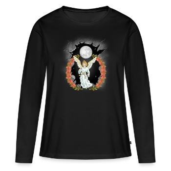 Ange Céleste Spirituel Ange Protecteur Ange Gardien - T-shirt manches longues Premium bio Femme - noir - Devant - Julia (174cm)