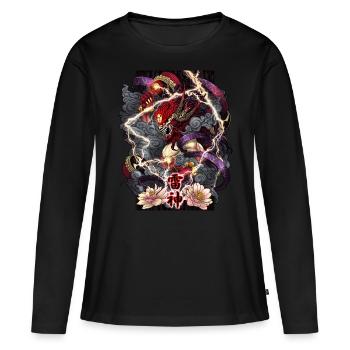 Raijin God of Thunder - Women's Premium Organic Long Sleeve Shirt - black - Front - Julia (174cm)