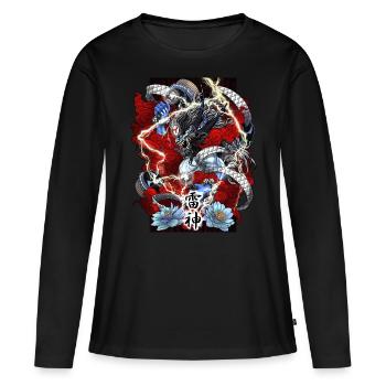 Blue Raijin God of Thunder - Women's Premium Organic Long Sleeve Shirt - black - Front - Julia (174cm)