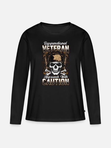 Dysfunktionaler Veteran - Frauen Premium Bio Langarmshirt - Schwarz