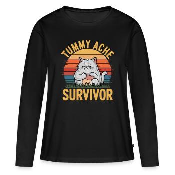 Tummy Ache Survivor Bauchschmerzen - Frauen Premium Bio Langarmshirt - Schwarz - Vorne - Julia (174cm)