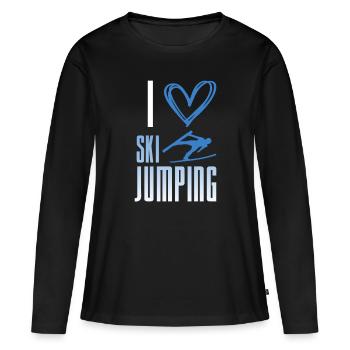 J’adore le saut à ski - sports d’hiver - T-shirt manches longues Premium bio Femme - noir - Devant - Julia (174cm)