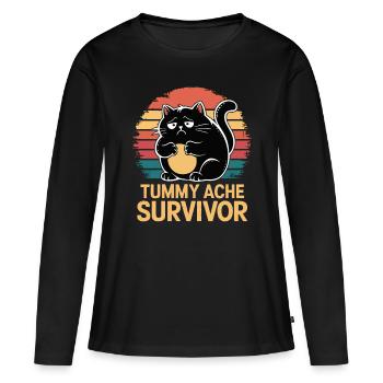 Tummy Ache Survivor Bauchschmerzen - Frauen Premium Bio Langarmshirt - Schwarz - Vorne - Julia (174cm)