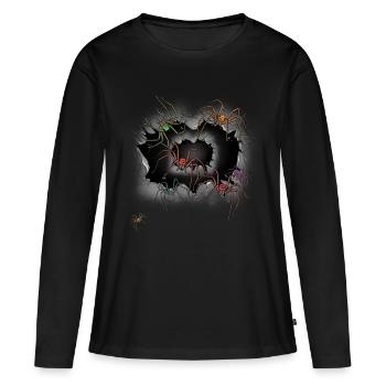 Araignées d’Halloween Araignées Araignées Phobie - T-shirt manches longues Premium bio Femme - noir - Devant - Julia (174cm)