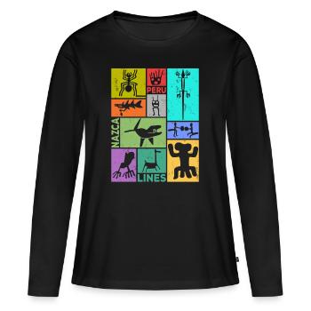 Nazca Lines | Ancient Astronaut Peru Geoglyphs - Women's Premium Organic Long Sleeve Shirt - black - Front - Julia (174cm)