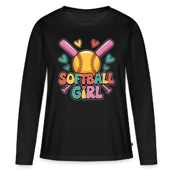 Softball Girl Mädchen Lustiges Softball Geschenk - Frauen Premium Bio Langarmshirt - Schwarz - Vorne - Julia (174cm)