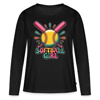 Softball Girl Mädchen Lustiges Softball Geschenk - Frauen Premium Bio Langarmshirt - Schwarz - Vorne - Julia (174cm)