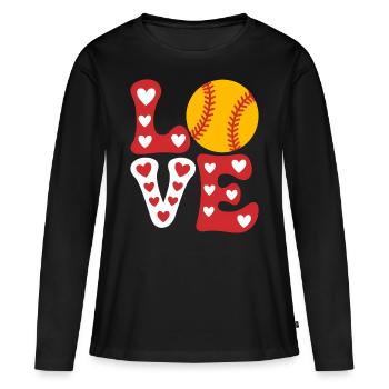 Softball Joueur de Softball Cadeau de Softball Mignon - T-shirt manches longues Premium bio Femme - noir - Devant - Julia (174cm)