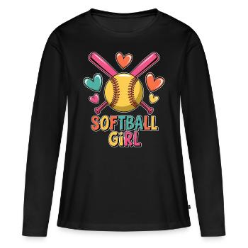 Softball Fille Fille Drôle Softball Cadeau - T-shirt manches longues Premium bio Femme - noir - Devant - Julia (174cm)
