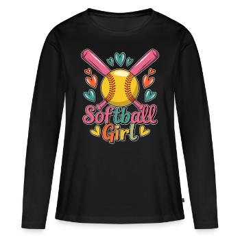 Softball Girl Mädchen Lustiges Softball Geschenk - Frauen Premium Bio Langarmshirt - Schwarz - Vorne - Julia (174cm)