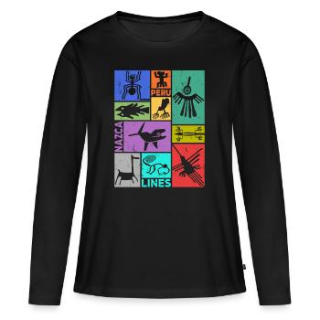 Nazca Lines | Ancient Astronaut Peru Geoglyphs - Women's Premium Organic Long Sleeve Shirt - black - Front - Julia (174cm)