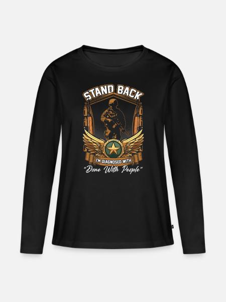 Dysfunktionaler Veteran - Frauen Premium Bio Langarmshirt - Schwarz