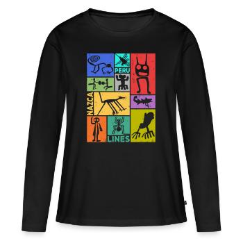 Nazca Lines | Ancient Astronaut Peru Geoglyphs - Women's Premium Organic Long Sleeve Shirt - black - Front - Julia (174cm)