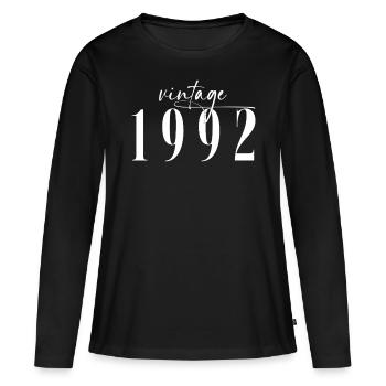 Vintage 1992 Elegant Minimalist Birthday - Women's Premium Organic Long Sleeve Shirt - black - Front - Julia (174cm)