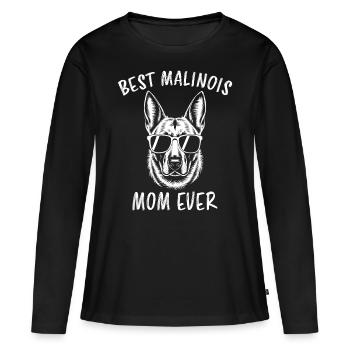 Berger Belge Dicton Malinois Cadeau - T-shirt manches longues Premium bio Femme - noir - Devant - Julia (174cm)