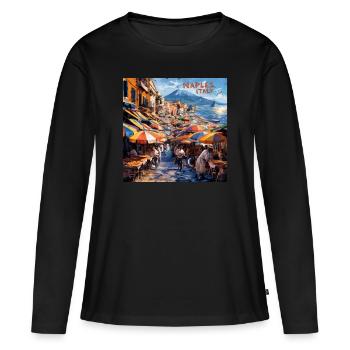 Naples, Italie - T-shirt manches longues Premium bio Femme - noir - Devant - Julia (174cm)