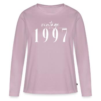 Millésime 1997 Élégant Minimaliste Anniversaire - T-shirt manches longues Premium bio Femme - rose poudré - Devant - Julia (174cm)