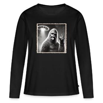 Rock, Rocker, Musique rock, Heavy metal, Rock Hand - T-shirt manches longues Premium bio Femme - noir - Devant - Julia (174cm)