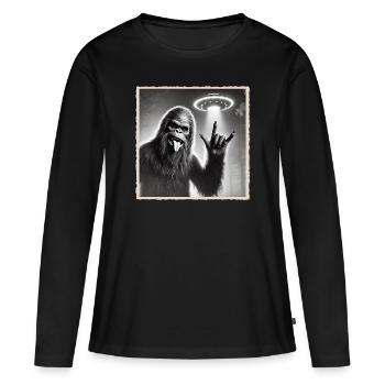 Rock, Rocker, Musique rock, Heavy metal, Rock Hand - T-shirt manches longues Premium bio Femme - noir - Devant - Julia (174cm)