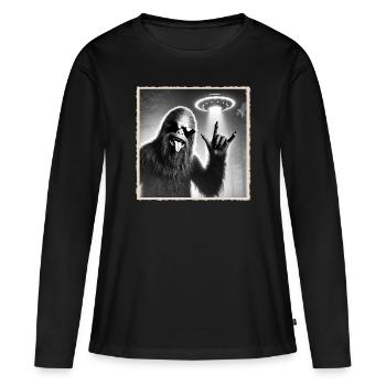 Rock, Rocker, Musique rock, Heavy metal, Rock Hand - T-shirt manches longues Premium bio Femme - noir - Devant - Julia (174cm)