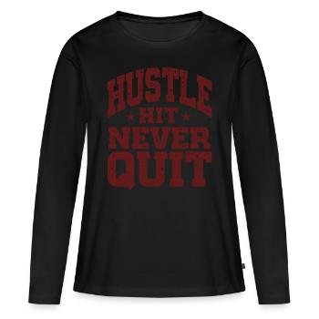 Hustle Hit Never Quit Athlete Fitness - T-shirt manches longues Premium bio Femme - noir - Devant - Julia (174cm)