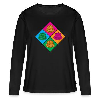 Crêpes colorées Pop Art Connoisseur Point culminant - T-shirt manches longues Premium bio Femme - noir - Devant - Julia (174cm)
