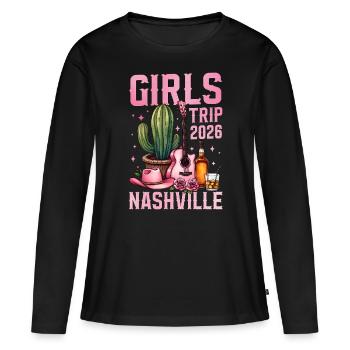 Voyage entre filles Nashville 2026 - T-shirt manches longues Premium bio Femme - noir - Devant - Julia (174cm)