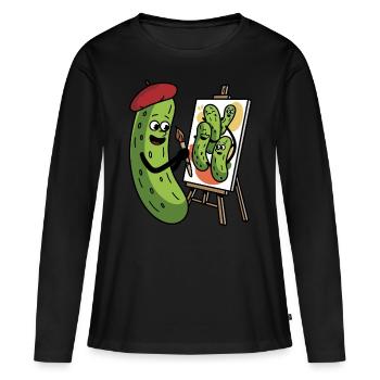 Cornichon Cornichon Cornichon - T-shirt manches longues Premium bio Femme - noir - Devant - Julia (174cm)