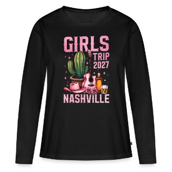 Voyage entre filles Nashville 2027 - T-shirt manches longues Premium bio Femme - noir - Devant - Julia (174cm)