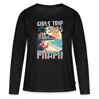 Voyage entre filles Miami 2025 - T-shirt manches longues Premium bio Femme - noir - Devant - Julia (174cm)