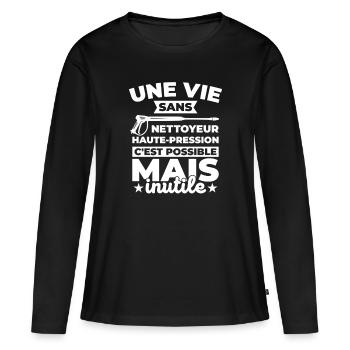 Nettoyeur Haute-pression Nettoyeur haute pression - T-shirt manches longues Premium bio Femme - noir - Devant - Julia (174cm)