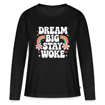 Réveillé - T-shirt manches longues Premium bio Femme - noir - Devant - Julia (174cm)