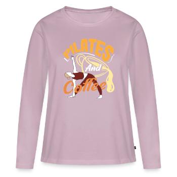 Pilates and coffee for morning routine - Women's Premium Organic Long Sleeve Shirt - dusky pink - Front - Julia (174cm)