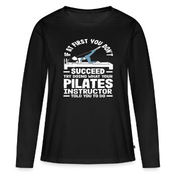 Réussir le Pilates avec les instructions de l'instructeur - T-shirt manches longues Premium bio Femme - noir - Devant - Julia (174cm)