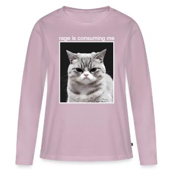 Rage Consumes Me Cat - Women's Premium Organic Long Sleeve Shirt - dusky pink - Front - Julia (174cm)