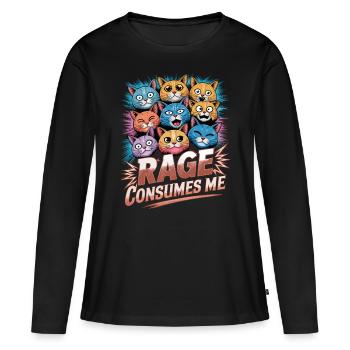 Rage Consumes Me Cat - Frauen Premium Bio Langarmshirt - Schwarz - Vorne - Julia (174cm)