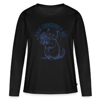 Rage Consumes Me Cat - Frauen Premium Bio Langarmshirt - Schwarz - Vorne - Julia (174cm)