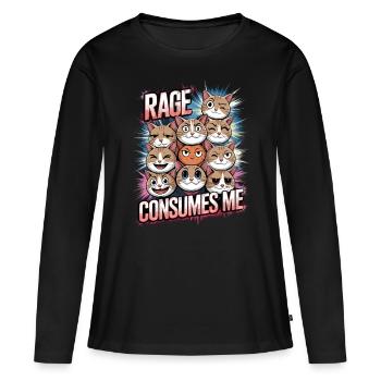 Rage Consumes Me Cat - Women's Premium Organic Long Sleeve Shirt - black - Front - Julia (174cm)