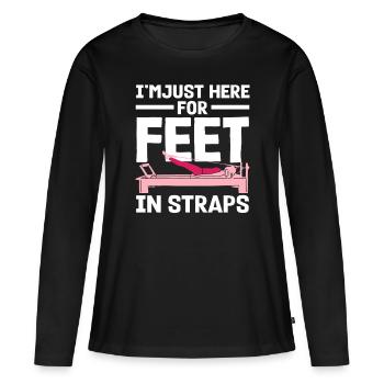 Pilates Je suis juste là pour les pieds dans les sangles - T-shirt manches longues Premium bio Femme - noir - Devant - Julia (174cm)