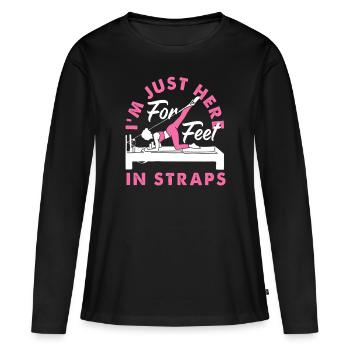 Pilates Je suis juste là pour les pieds dans les sangles - T-shirt manches longues Premium bio Femme - noir - Devant - Julia (174cm)